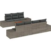 vidaXL Tuinbank Set 8 st Grijs poly rattan