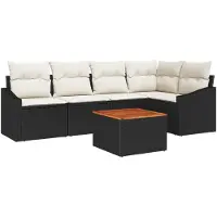 vidaXL Tuinbank Set 6 st Zwart en Crème poly rattan