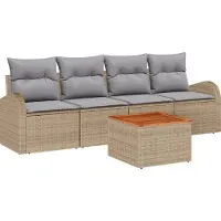 vidaXL Tuinbank Set met opslag 5 pcs Beige en Lichtgrijs poly rattan