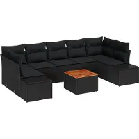 vidaXL Tuinbank Set met opslag 8 pcs Zwart poly rattan