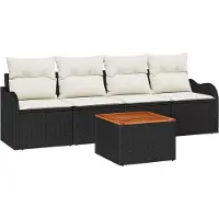 vidaXL Tuinset, 5-delig, 4 zitplaatsen, zwart en crème