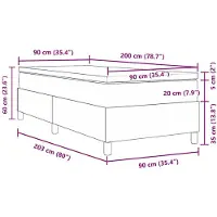 vidaXL Boxspring bed Lichtgrijs en wit 90 x 200 cm Corduroy stof