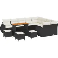 vidaXL Tuinbank Set 13 st Zwart poly rattan