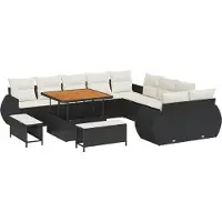 vidaXL Tuinbank Set 13 st Zwart poly rattan