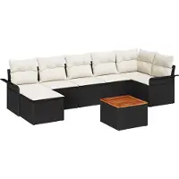 vidaXL Tuinbank Set 8 st Zwart en Crème poly rattan