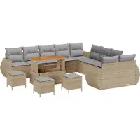 vidaXL Tuinbank Set 14 st Beige poly rattan