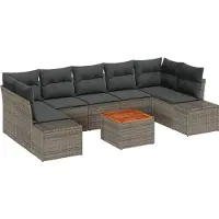 vidaXL Tuinset met 8 zitplaatsen, grijs, van polyrotan