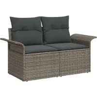vidaXL Tuin Sofa met kussen Grijs 141 x 62 x 69cm poly rattan