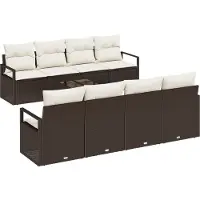vidaXL Bankstel 7 st 6-Aantal zitplaatsen Bruin en Crème poly rattan