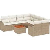 vidaXL Tuinbank Set 9 st Beige en Crème poly rattan