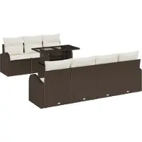 vidaXL Tuinbank Set 8 st Bruin Poly Riet