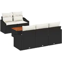vidaXL Tuinset met 6 zitplaatsen, zwart en crème, van polyrotan