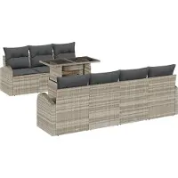 vidaXL Tuinbank Set 8 st Lichtgrijs Poly Riet
