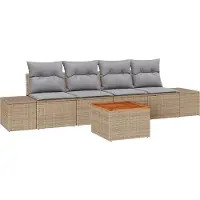 vidaXL Tuinbank Set 5 st Beige en Lichtgrijs poly rattan