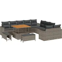 vidaXL Tuinset met 13 stukken, grijs, polyrotan