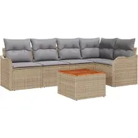 vidaXL Tuinbank Set 6 st Beige en Lichtgrijs poly rattan