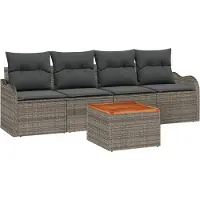 vidaXL Tuinset, 5-delig, grijze polyrotan, voor 4 personen