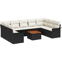 vidaXL Tuinbank Set 10 st 9-Aantal zitplaatsen Zwart en Crème