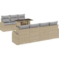 vidaXL Tuinbank Set 8 st Beige Poly Riet