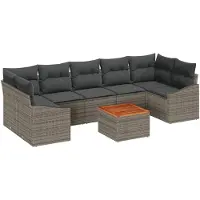 vidaXL Tuinbank Set 8 st Grijs poly rattan