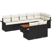 vidaXL Tuinbank Set 9 st 8-Aantal zitplaatsen Zwart en Crème