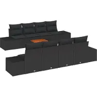 vidaXL Tuinbank Set 9 st Zwart poly rattan