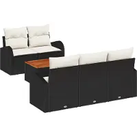 vidaXL Tuinbank Set 6 st Zwart en Crème poly rattan