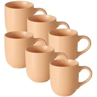 Boltze Koffiemokken Paris - 6x stuks - Keramiek - pastel oranje - 300 ml - 8 x 10 cm