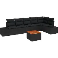 vidaXL Tuinbank Set met opslag 7 pcs Zwart poly rattan