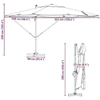 vidaXL Parasol Taupe 351 x 250 x 260 cm Polyester en Aluminium