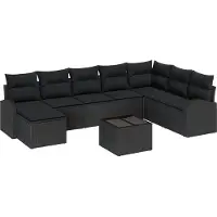 vidaXL Tuinbank Set 9 st Zwart [Synthetisch]: Poly Riet
