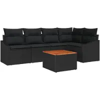vidaXL Tuinbank Set 6 st Zwart poly rattan