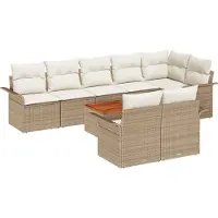 vidaXL Tuinbank Set 9 st 8-Aantal zitplaatsen Beige en Crème