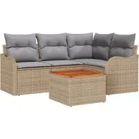 vidaXL Tuinbank Set met opslag 5 pcs Beige en Lichtgrijs poly rattan
