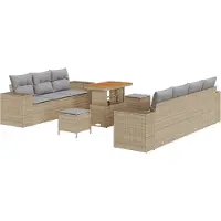 vidaXL Tuinbank Set 10 st Beige poly rattan
