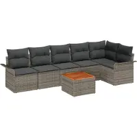 vidaXL Tuinbank Set 7 st 6-Aantal zitplaatsen Grijs poly rattan
