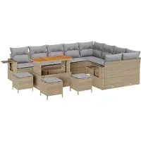 vidaXL Tuinbank Set 13 st Beige poly rattan