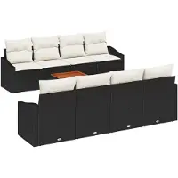 vidaXL Tuinbank Set met opslag 9 pcs Zwart en Crème poly rattan