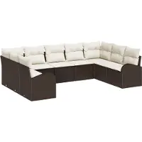 vidaXL Bankstel met kussen 9 pcs Bruin Poly Riet