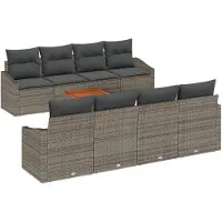 vidaXL Tuinbank Set 9 st Grijs poly rattan