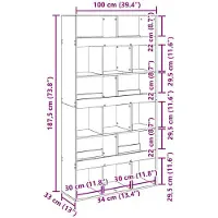vidaXL Boekenkast 15-laags 100 x 33 x 93.75 cm Bewerkt hout
