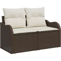 vidaXL Tuin Sofa met kussen Bruin 121 x 62 x 69cm poly rattan