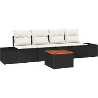 vidaXL Tuinbank Set 5 st Zwart en Crème poly rattan