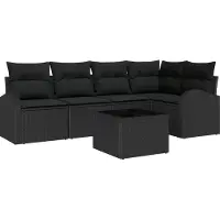 vidaXL Bankstel met kussen Zwart Polyester