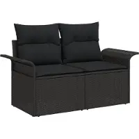 vidaXL Tuin Sofa met kussen Zwart 141 x 62 x 69cm poly rattan