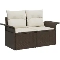 vidaXL Tuin Sofa met kussen Bruin 141 x 62 x 69cm poly rattan
