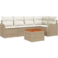 vidaXL Tuinbank Set 6 st Beige en Crème poly rattan