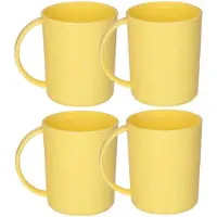 PlasticForte onbreekbare Drinkbekers - 12x - kunststof - 350 ml - geel - kinderen - camping - mokken