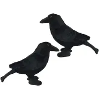 Cornelissen Pluche zwarte kraai/raaf vogel knuffel - 2x - 18 cm - Vogels dieren - decoratie/speelgoed