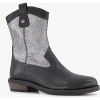 Braqeez leren meisjes western boots zwart zilver maat 30